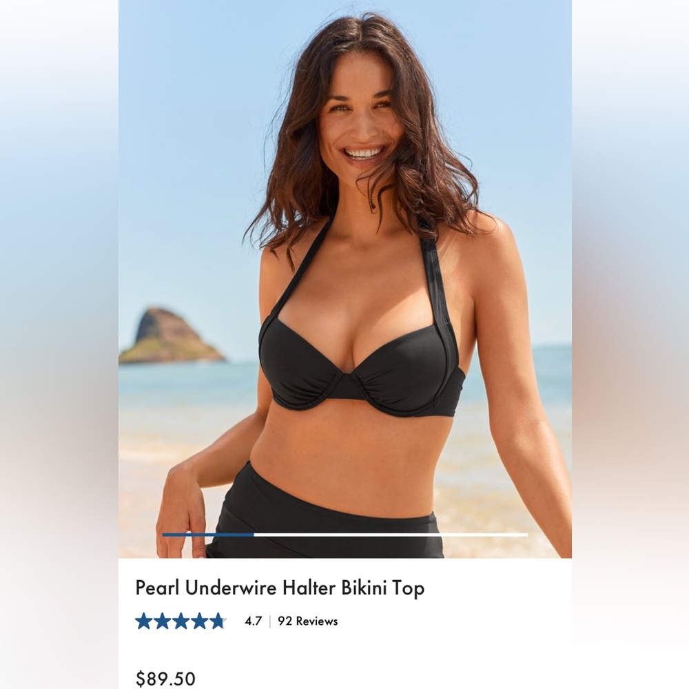 Tommy Bahama Pearl Underwire Halter Bikini Top size 34DD. Black colored.